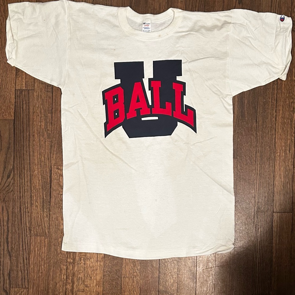 Vintage 1990's Champion Ball State University T Shirt NCAA Large 100% Cotton USA